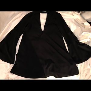 long sleeve v neck dress